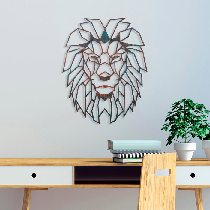 Wallity Lion - 2 Escultura de pared de metal multicolor